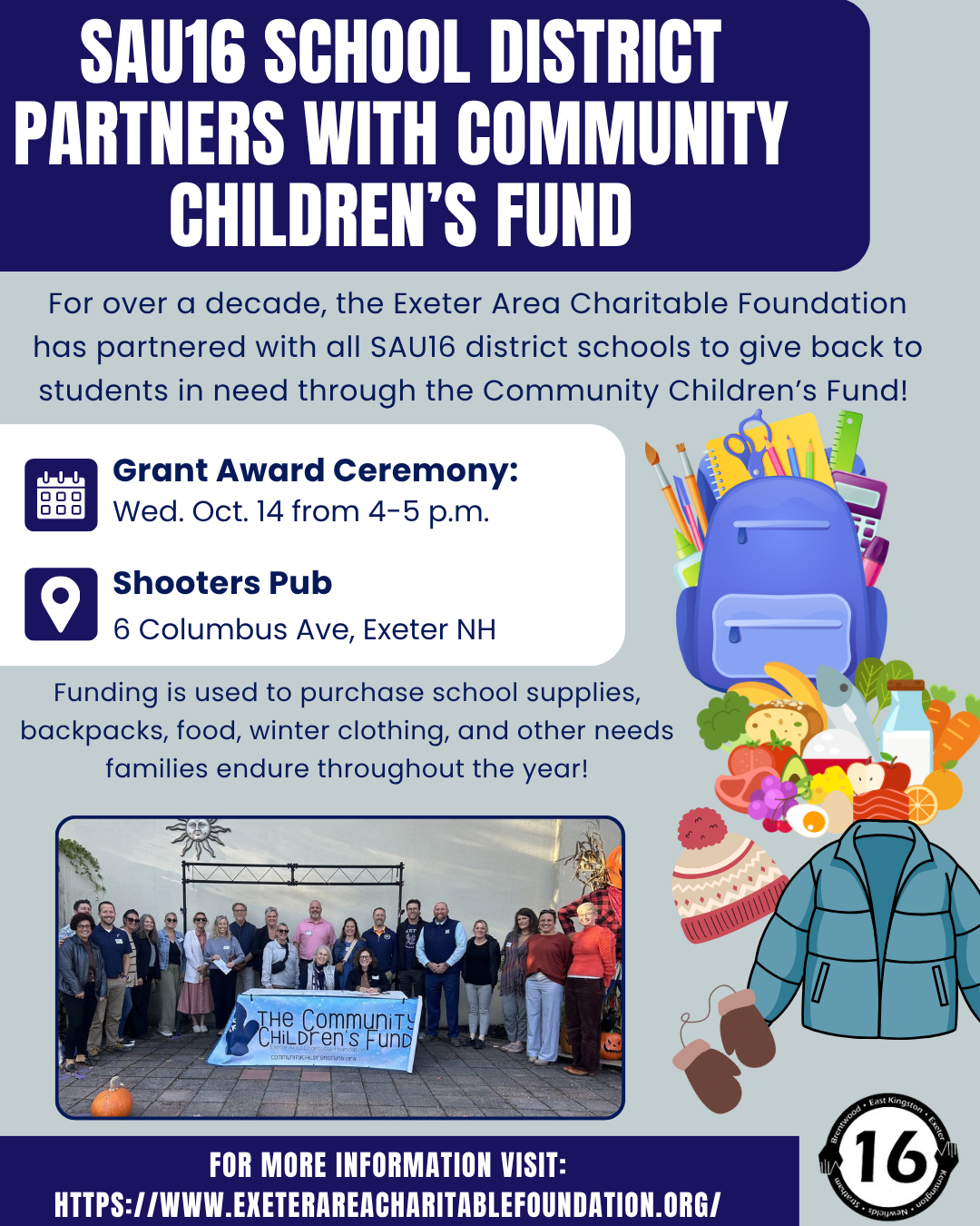 Flyer of Community Children's Fund event Oct. 14th